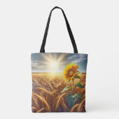 Tote Bag Tournesol Solitaire En Champ De Blé (Dos)