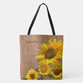 Tote Bag Tournesols et toile de jute (Devant)