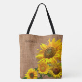 Tote Bag Tournesols et toile de jute (Dos)