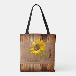 Tote Bag Tournesols et toile de jute - Fête de la mariée