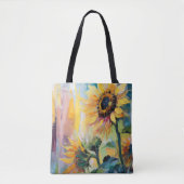 Tote Bag Tournesols Peinture Abstraite Florale moderne (Devant)