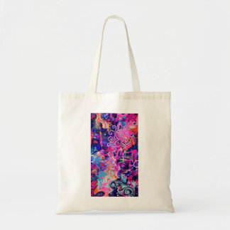 Tote Bag Tournures Néon Art Abstrait | Rose et Pourpre Psy