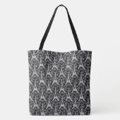 Tote Bag Tours Eiffel et fleurs Noir (Dos)