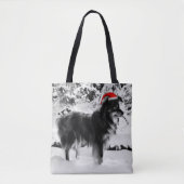 Tote Bag Tourterelle australienne Chien rouge Santa Hat pei (Devant)