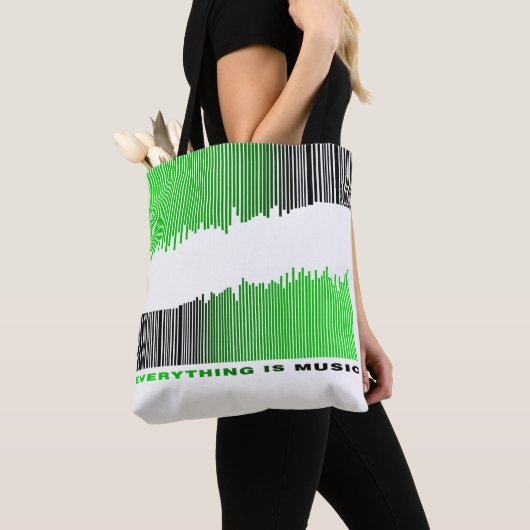 Tote Bag Tout est Musique Texte Vert Code à barres Lecteur (De près)