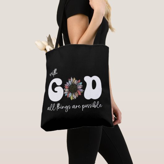 Tote Bag tout est possible avec dieu (De près)