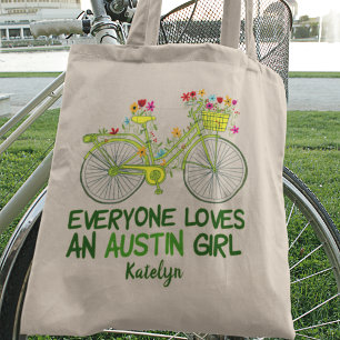 Tote Bag Tout le monde aime une Austin fille mignonne Bicyc