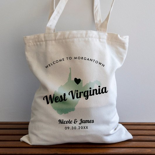Tote Bag Tout Mariage Color West Virginia Map,