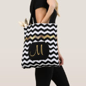 Tote Bag Tout sur impression Gold, Blanc et Noir Chevron De (De près)
