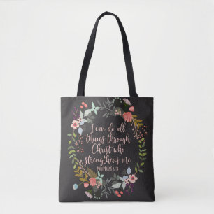 Tote Bag Toutes les choses à travers Christ Philippiens Bib