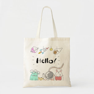Tote Bag Toys Astronaut Rocket Planet Galaxy Alien Monster.
