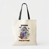 Tote Bag Tracé ou traitement Patchwork Ghost Halloween pers (Devant)