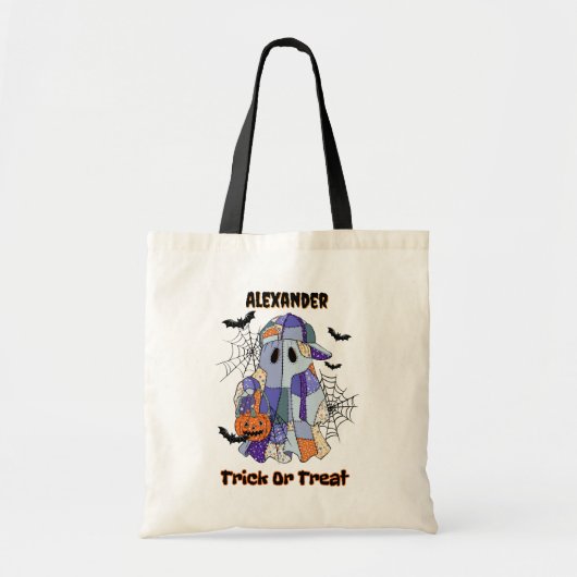 Tote Bag Tracé ou traitement Patchwork Ghost Halloween pers (Devant)