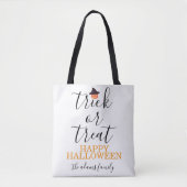 Tote Bag Trace ou traitement Script moderne Halloween (Devant)