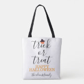 Tote Bag Trace ou traitement Script moderne Halloween (Dos)