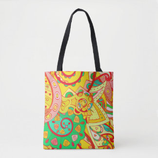 Tote Bag Tracery motif transparent. Design Mehndi. Coeur et