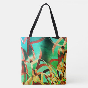 Tote Bag Traces brunes sur fond vert ou aigue-marine