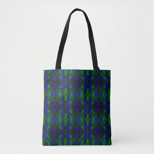 Tote Bag Traços azuis "flutuando" sobre fundo verde. (Devant)