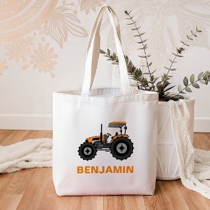Tote Bag Tracteur agricole jaune pour enfants