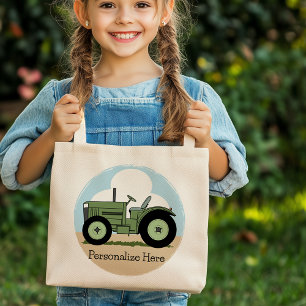 Tote Bag Tracteur de ferme vert pour enfants Cute personnal