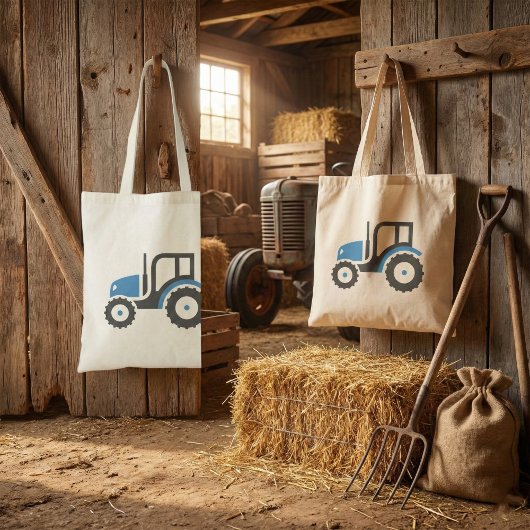 Tote Bag Tracteur gris bleu
