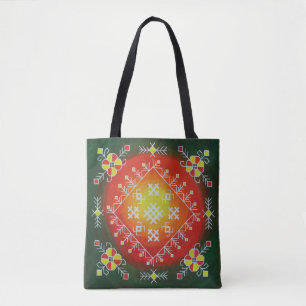 Tote Bag Traditional Latvian folk art with symbols painting