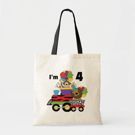 Tote Bag Train de la Jungle 4ème Anniversaire Tshirts et ca (Devant)