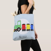 Tote Bag Train de locomotives de Cute Boy portant le nom (De près)