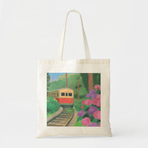 Tote Bag Train Esthétique & Fleurs Art Mural Nature Vinta