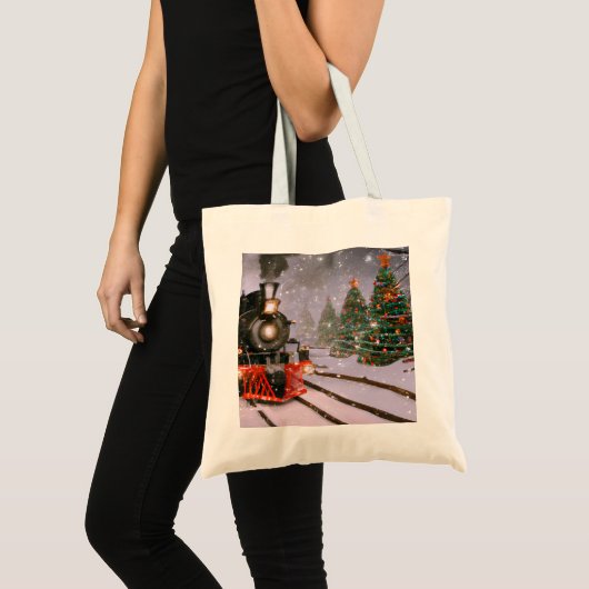 Tote Bag Train forestier de Noël (Devant (produit))
