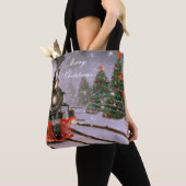 Tote Bag Train forestier de Noël (De près)