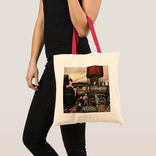 Tote Bag Train Yard Flower Garden par Stevan Dohanos (Devant (produit))