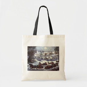 Tote Bag Traîneaux de Noël vintage, Central Park en hiver