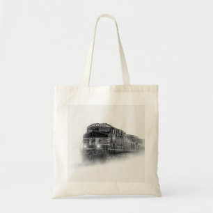 Tote Bag Trains de train noir et blanc
