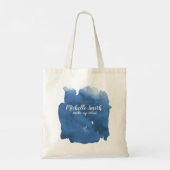 Tote Bag trait de brosse Abstrait couleur bleu aquarelle (Dos)