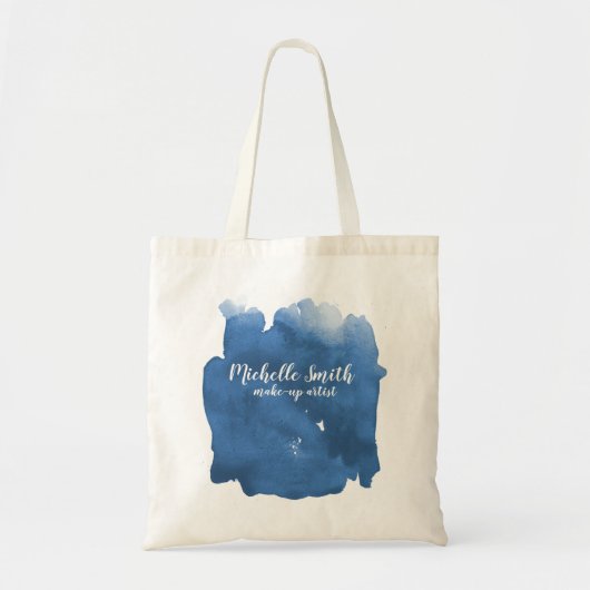 Tote Bag trait de brosse Abstrait couleur bleu aquarelle (Devant)