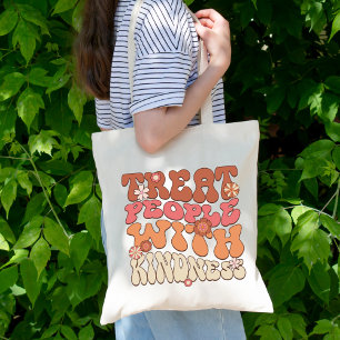 Tote Bag Traitez Les Gens Avec Gentillesse, Cute Boho Retro