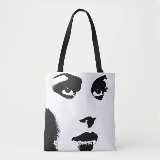 Tote Bag Traits de femme noire (Devant)