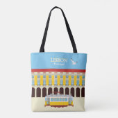 Tote Bag Tramway jaune de Lisbonne style vintage (Dos)