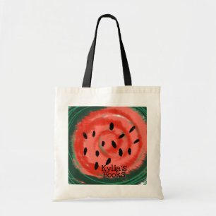 Tote Bag Tranche de pastèque abstraite Livres de bibliothèq