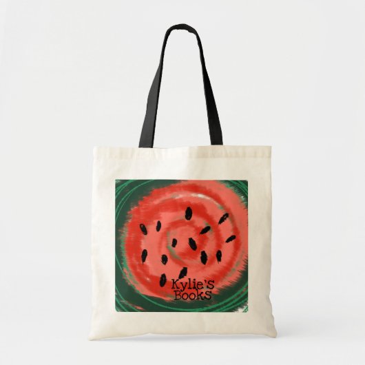 Tote Bag Tranche de pastèque abstraite Livres de bibliothèq (Devant)