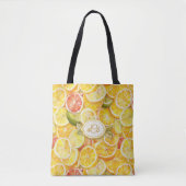 Tote Bag Tranches Citrus citron avec Monogramme personnalis (Devant)