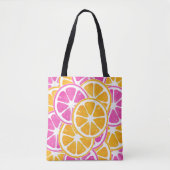 Tote Bag Tranches d'agrumes rose orange (Devant)