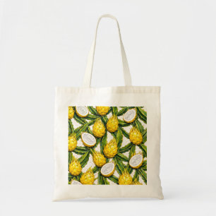 Tote Bag Tranches de Fruit du Dragon Jaune Motif Tropical