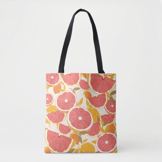 Tote Bag Tranches de pamplemousse avec Feuilles (Devant)