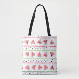 Tote Bag Tranches de pastèque : Aquarelle rayée sans fil
