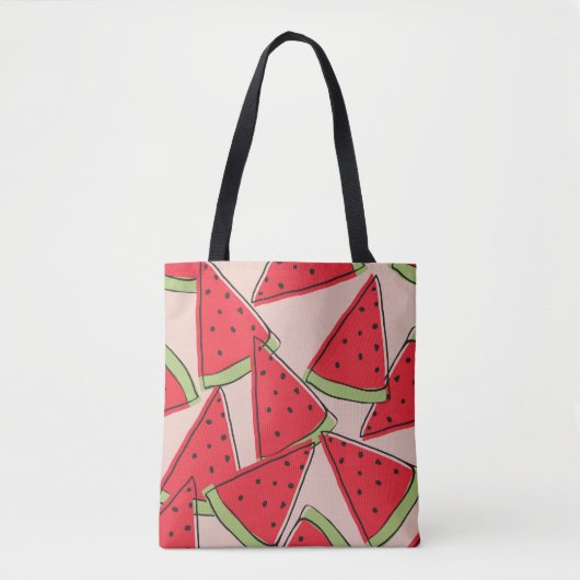 Tote Bag tranches de pastèque avec arrière - plan rose sans (Devant)