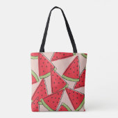 Tote Bag tranches de pastèque avec arrière - plan rose sans (Dos)