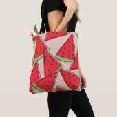 Tote Bag tranches de pastèque avec arrière - plan rose sans (De près)