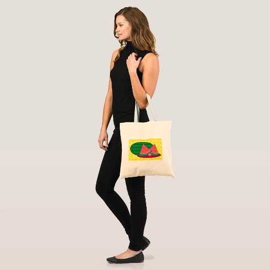 Tote Bag Tranches de pastèque d'été et fleur tropicale